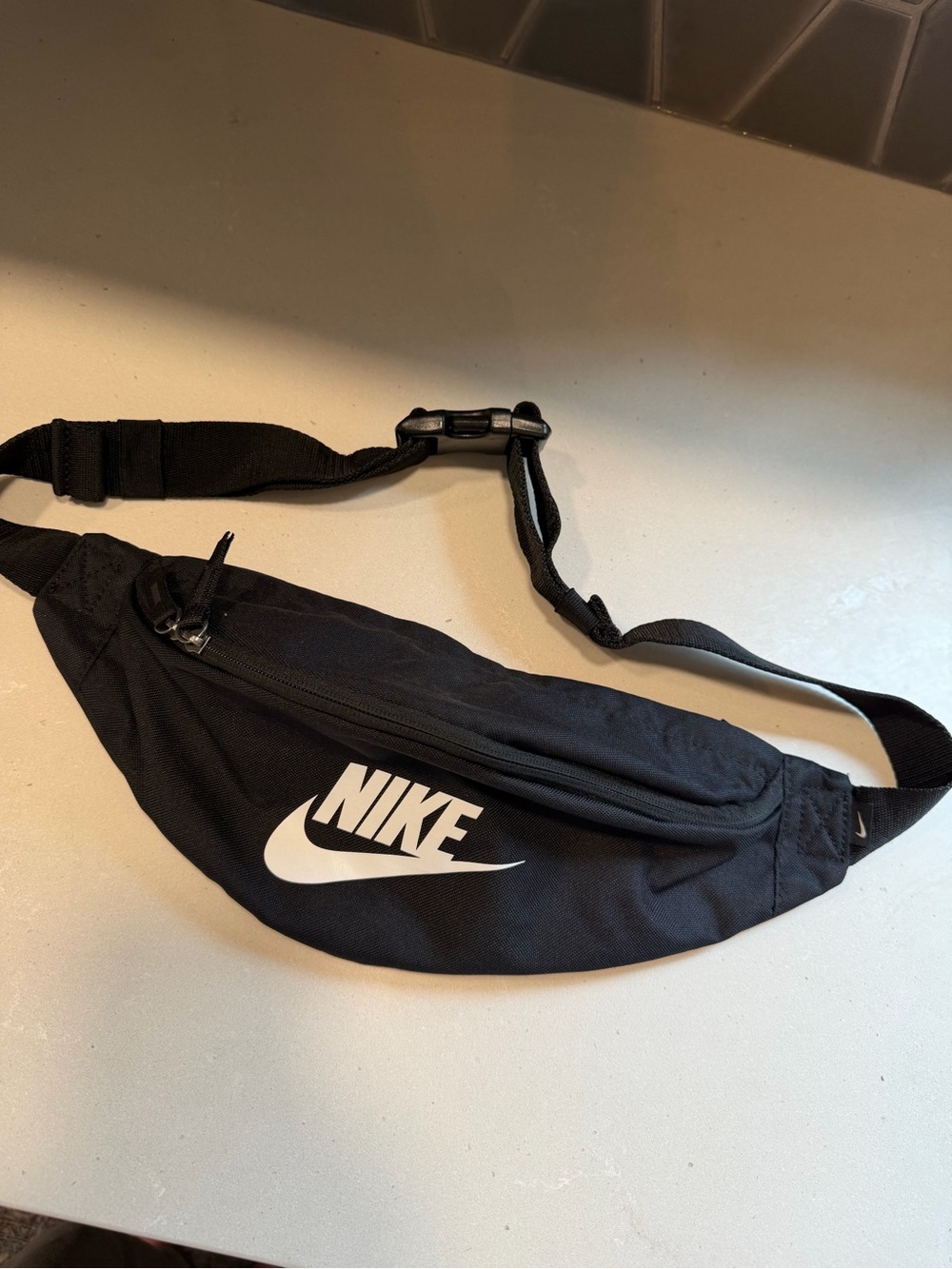 Nike Black Belt Bag with White Swoosh